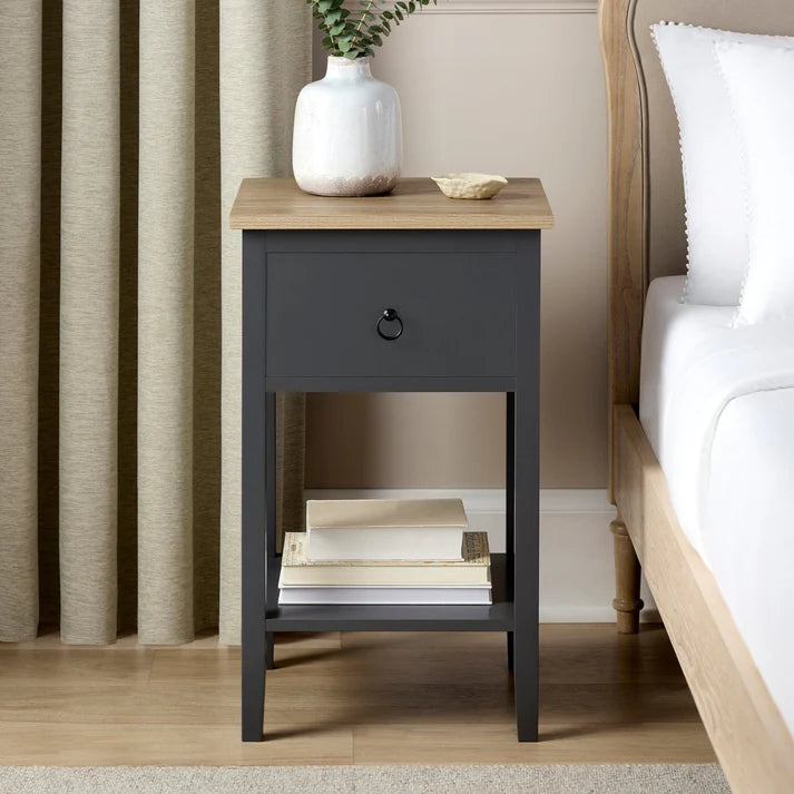 FURNITELL 1 Drawer Nightstand - Charcoal