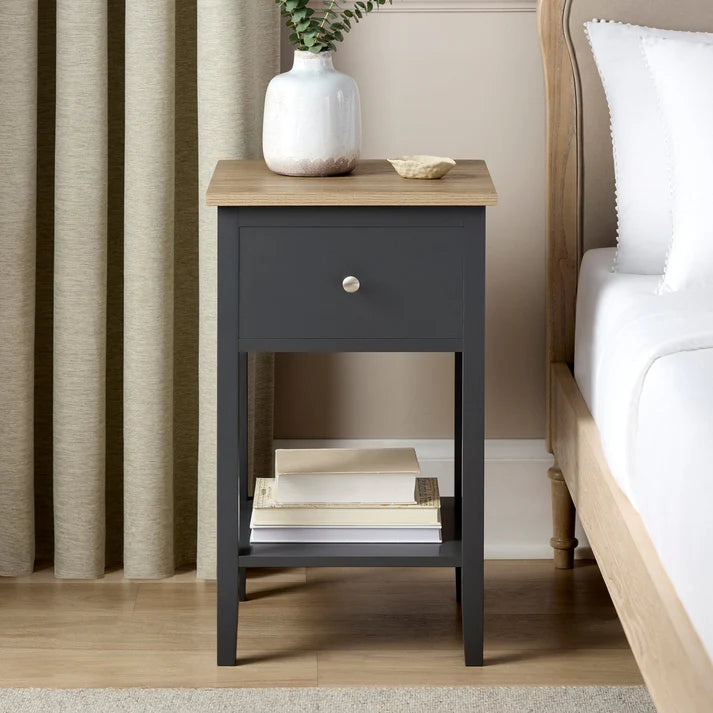 FURNITELL 1 Drawer Nightstand - Charcoal