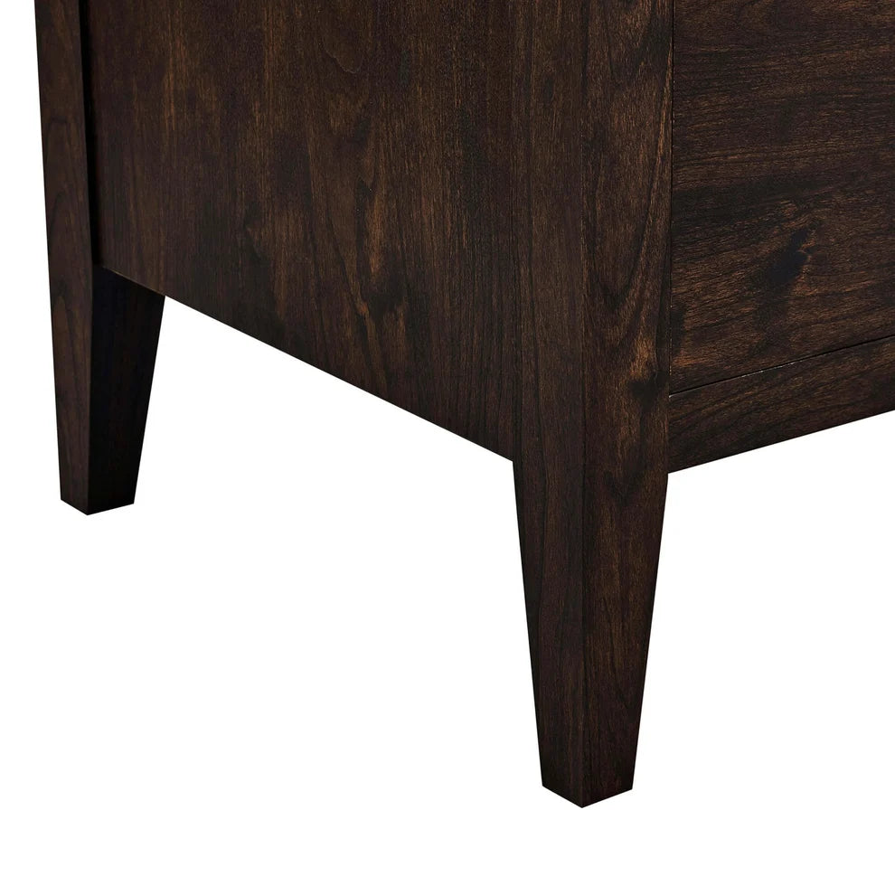 Walnut Storage Bench with Cushioned Seat & Front Drawer Furnitell