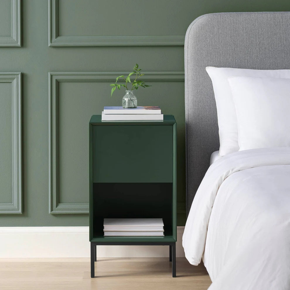 FURNITELL 1 Drawer Bedside Table - Forest Green Furnitell