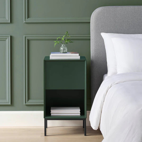 furnitell Drawer Bedside Table - Forest Green Furnitell
