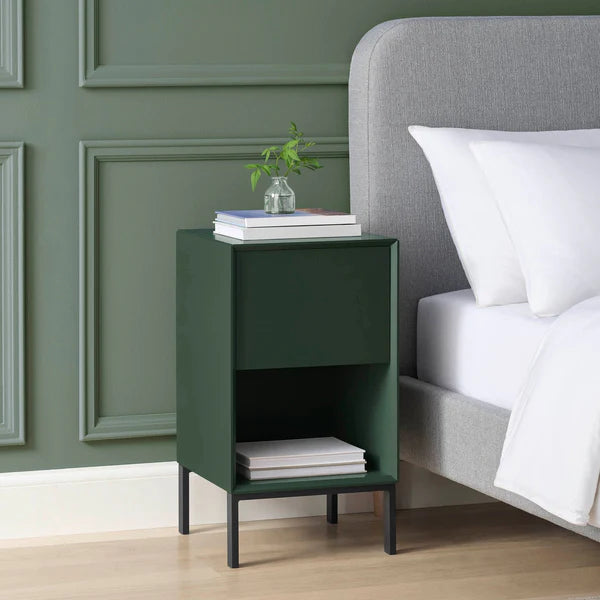 furnitell Drawer Bedside Table - Forest Green Furnitell