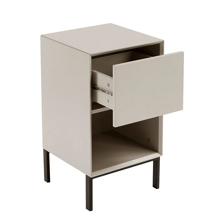 FURNITELL 1 Drawer Bedside Table - Taupe Furnitell
