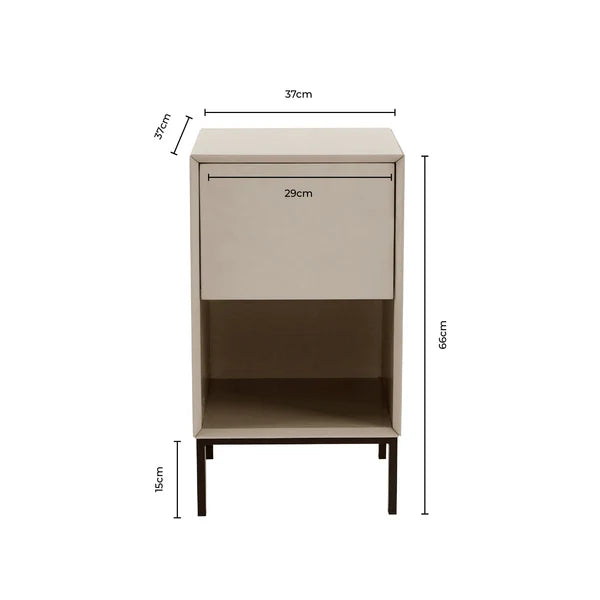 Furnitell Drawer Bedside Table - Taupe Furnitell