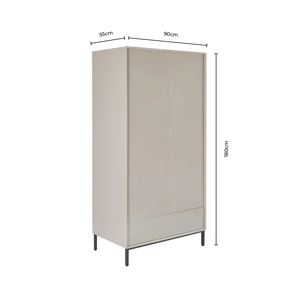 FURNITELL 2 Door Wardrobe - Taupe Furnitell