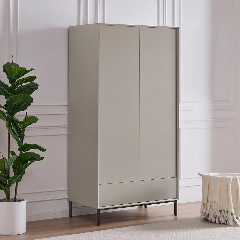 FURNITELL 2 Door Wardrobe - Taupe Furnitell