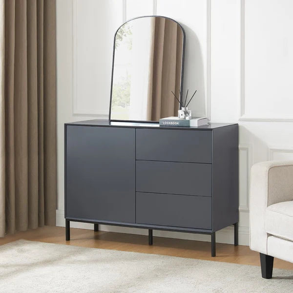 Furnitell Small Sideboard with Drawers - Charcoal Furnitell