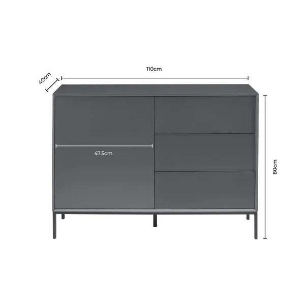 Furnitell Small Sideboard with Drawers - Taupe Furnitell