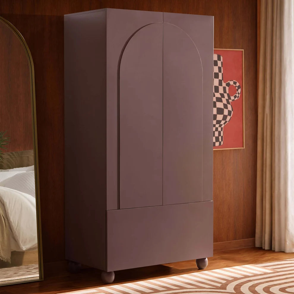 Mocha 2 Door Wardrobe with Drawer | Furnitell Furnitell