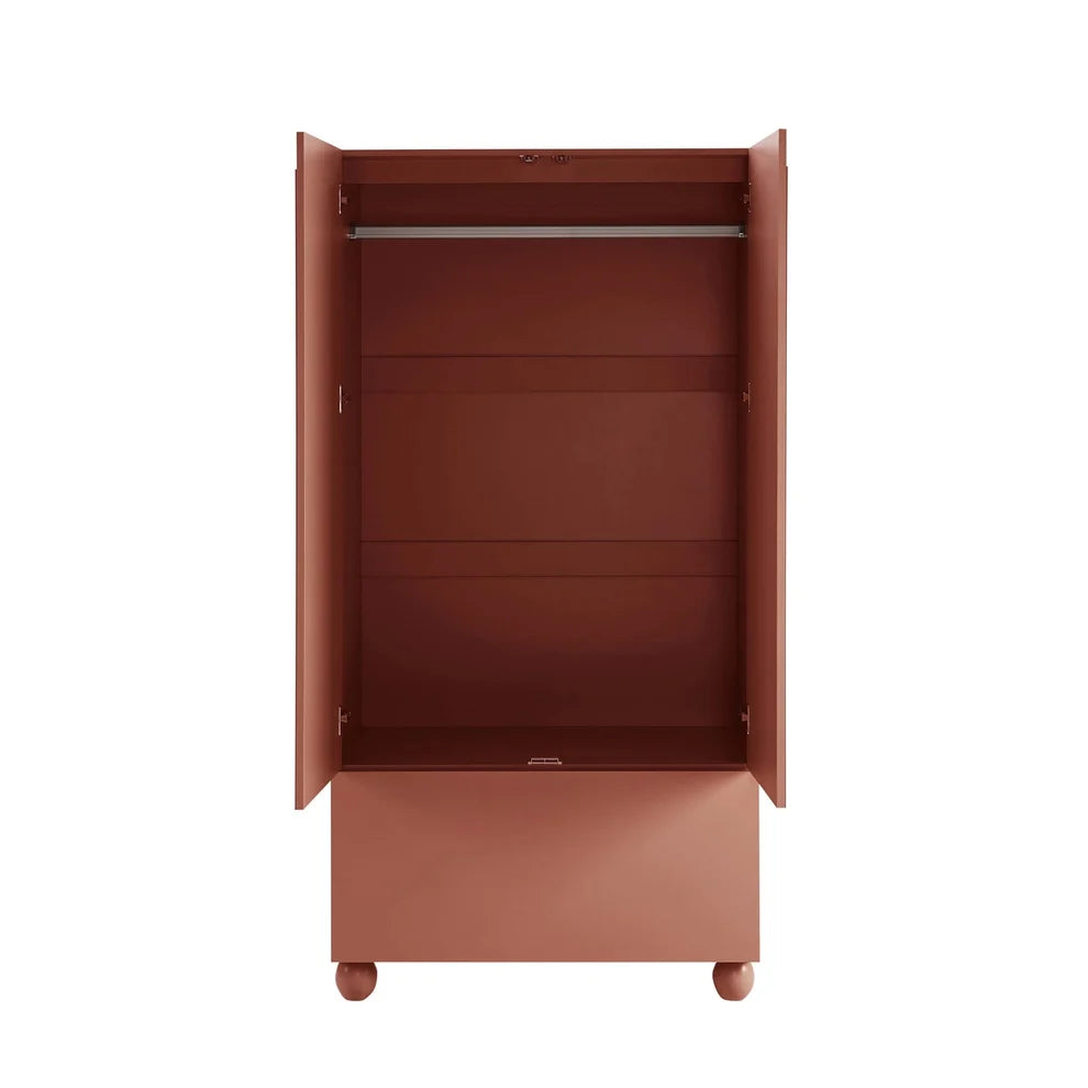 Terracotta 2 Door Wardrobe with Drawer | Furnitell furnitell