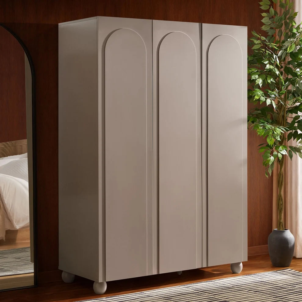 Taupe 3 Door Arch Wardrobe | Furnitell furnitell