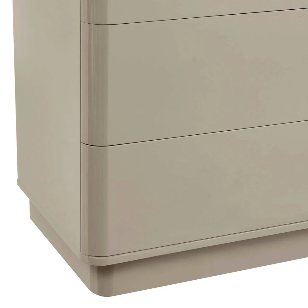 Taupe 6 Drawer Chest with Modern Design & Rounded Edges Furnitell