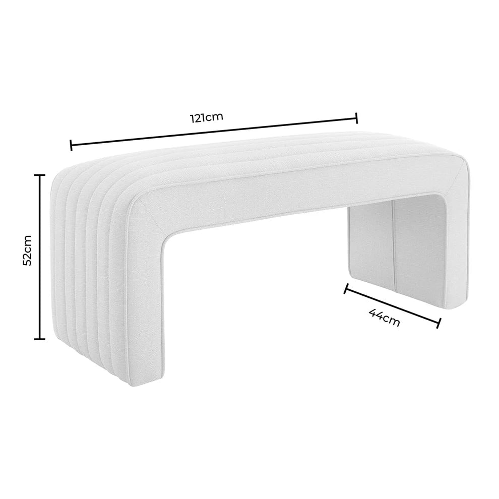 Stone Grey Upholstered Panelled Bench furnitell