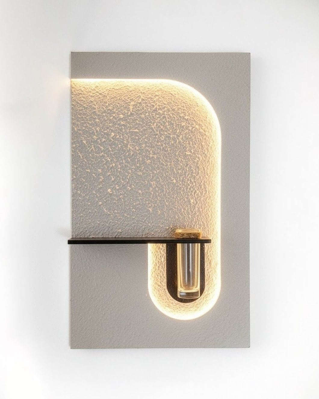 Modern LED Wall Mounted Flower Vase Light – U‑Shape Textured Panel Furnitell