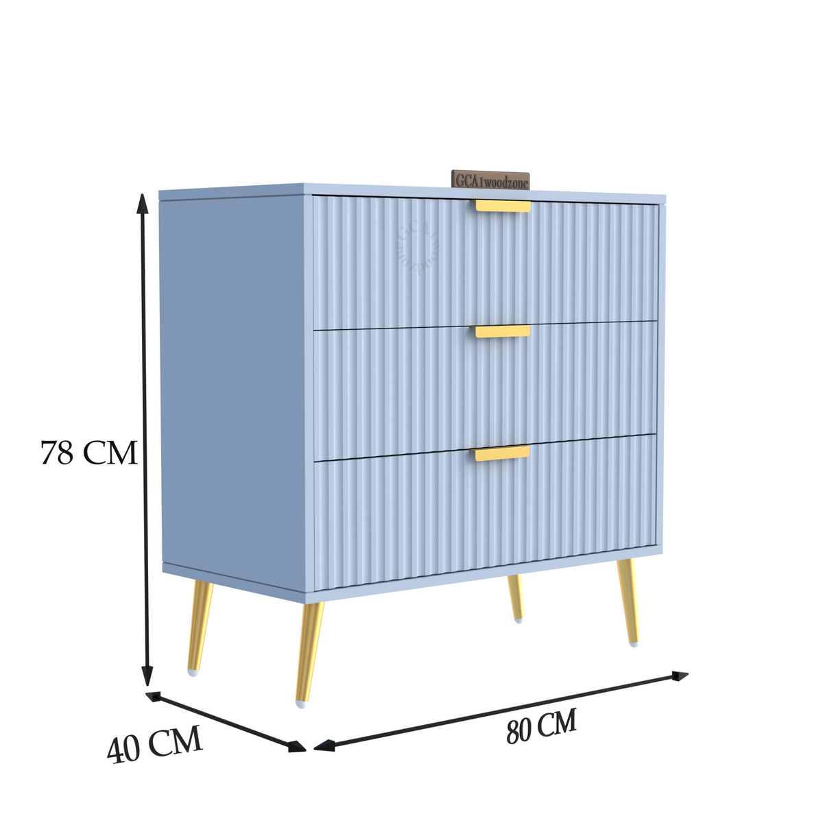 Furnitell  3 Drawer Chestor _grey light | 5 Years Warranty