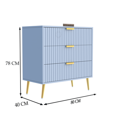 Furnitell  3 Drawer Chestor _grey light | 5 Years Warranty