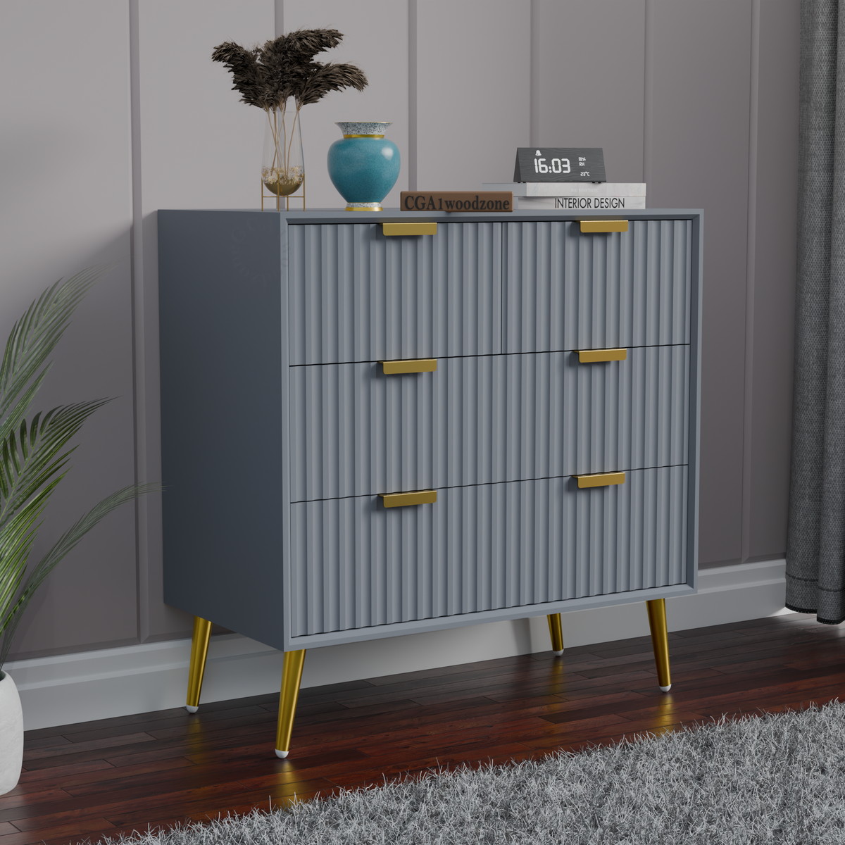 FURNITELL 4 DRAWER CHEST -GREY Furnitell