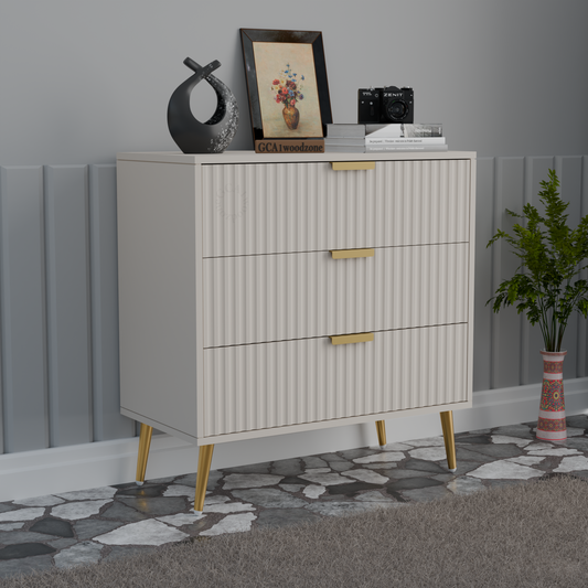 Furnitell  3 Drawer Chestor -white | 5 Years Warranty