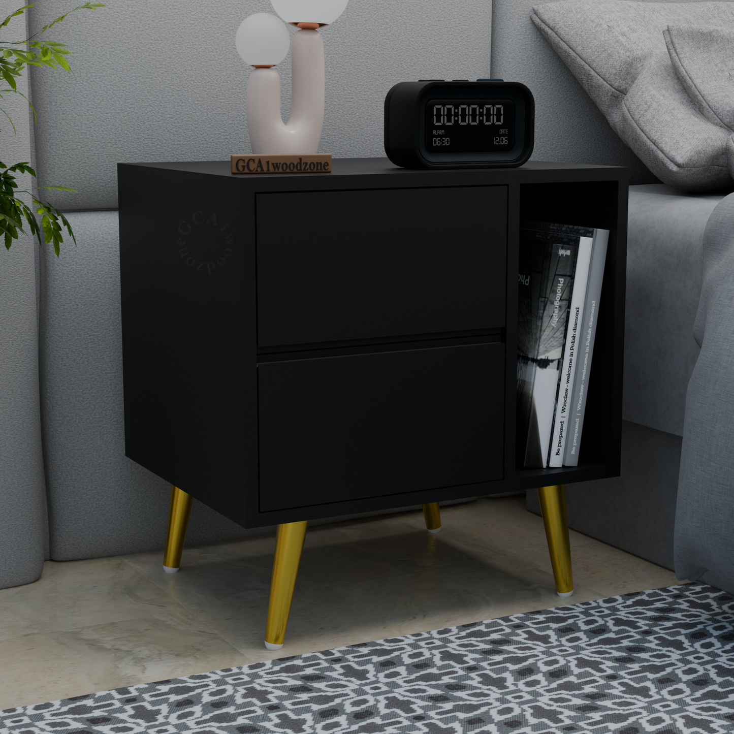 FURNITELL BEDSIDE TABEL-BLACK Furnitell