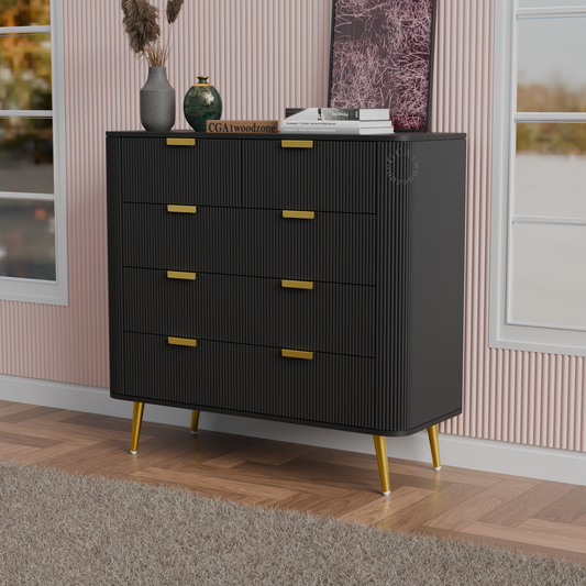 FURNITELL 5 DRAWER CHESTOR -BLACK Furnitell