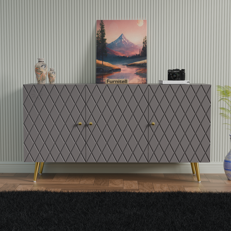 Furnitell Geometric Diamond Pattern Sideboard Cabinet furnitell