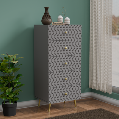 Furnitell Geometric 5 Drawer Tall Storage Chest furnitell