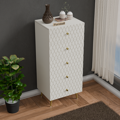 Furnitell Geometric 5 Drawer Tall Storage Chest furnitell