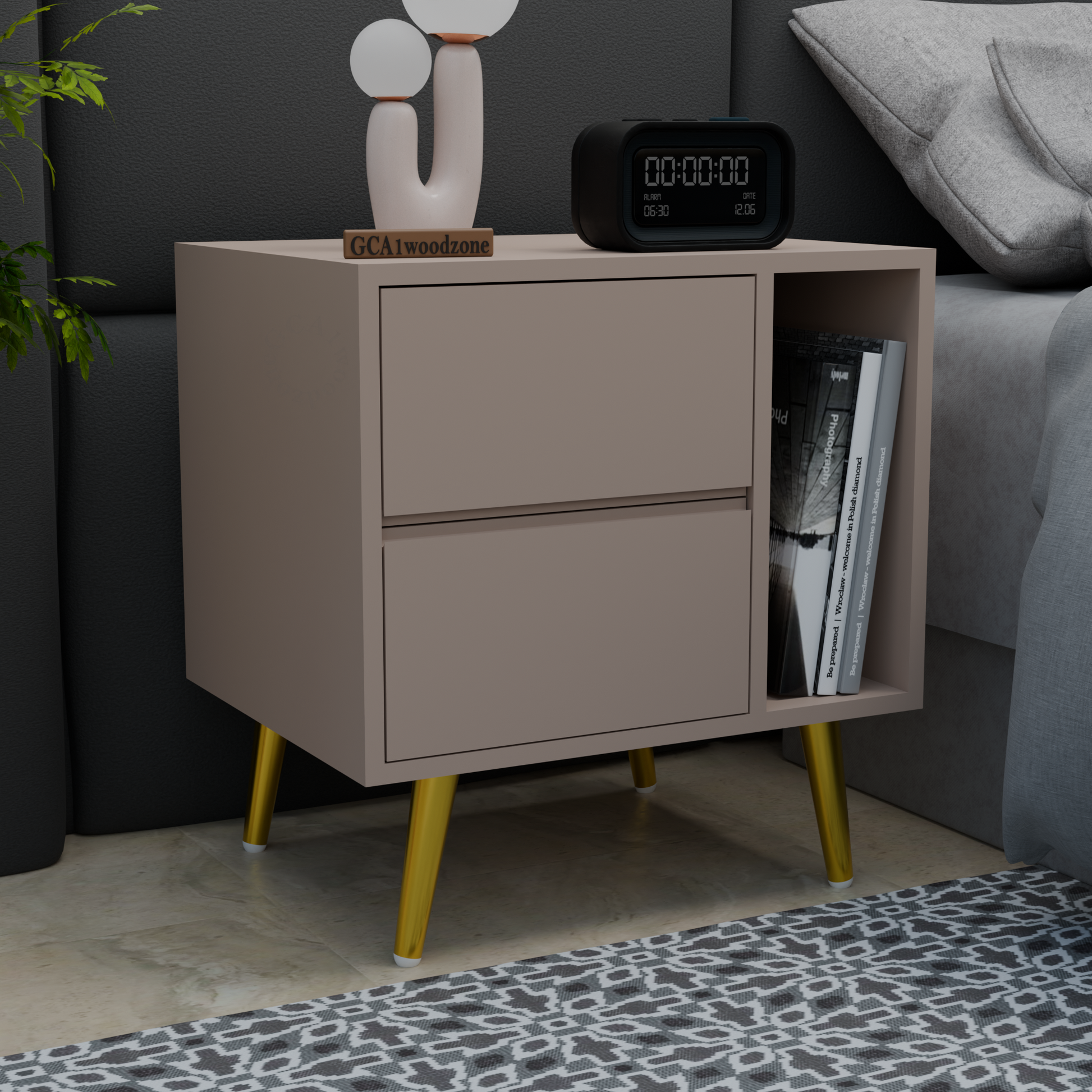 FURNITELL BEDSIDE TABEL-BEIGE Furnitell