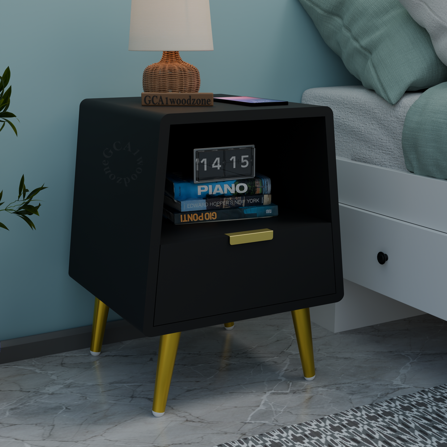 FURNITELL BED SIDE TABEL-BLACK Furnitell