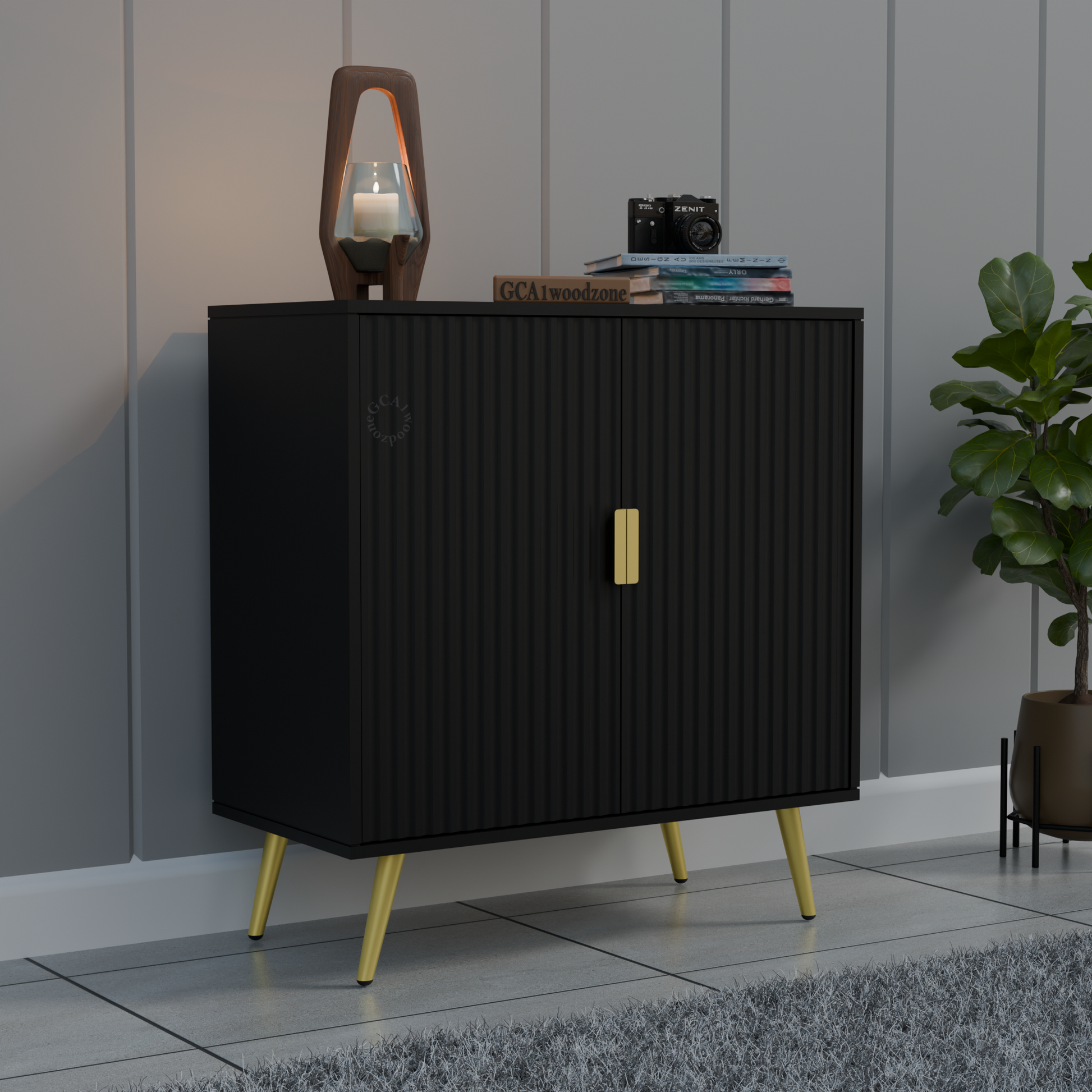 FURNITELL 2 DOOR SIDEBOARD -BLACK Furnitell