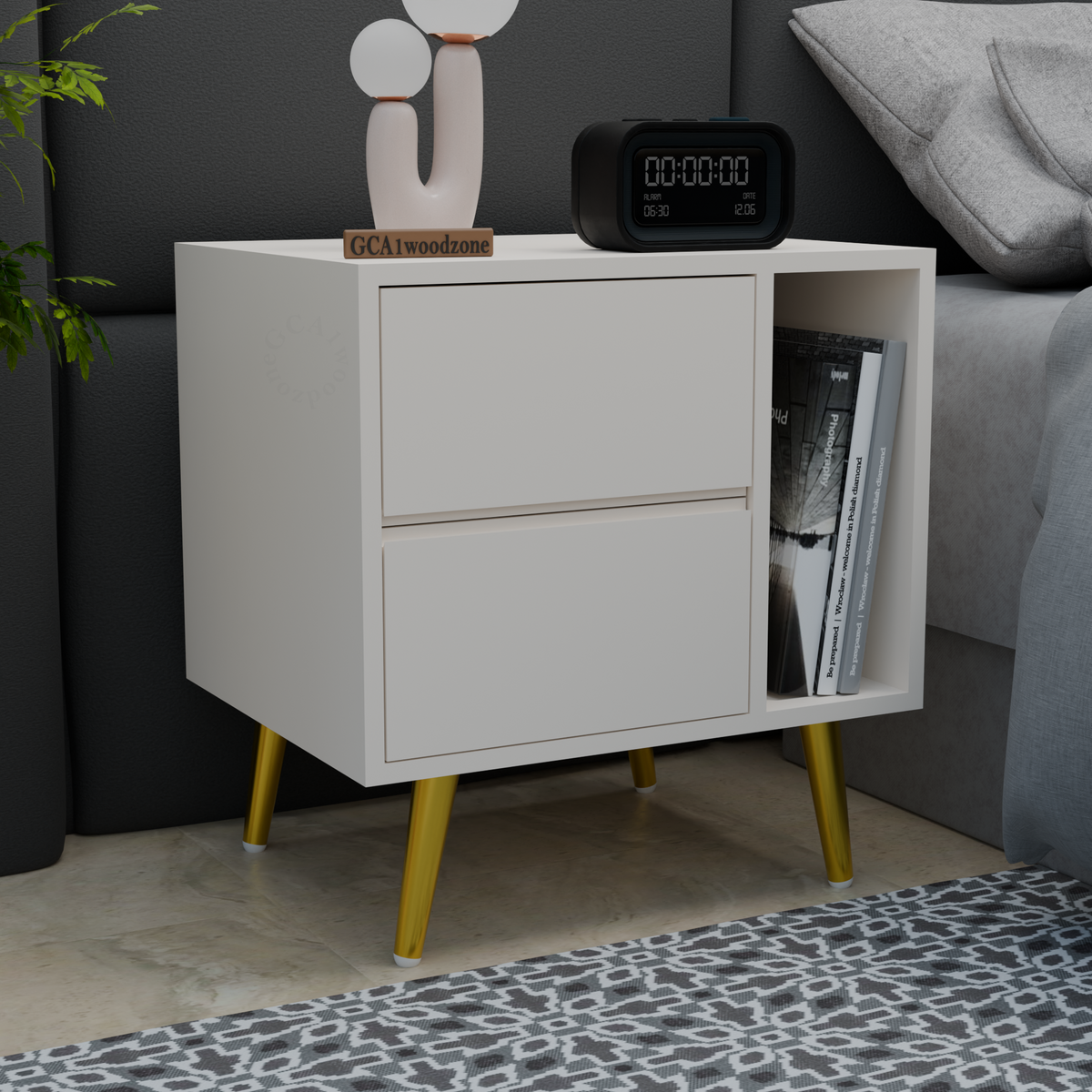 FURNITELL BED SIDE TABEL-WHITE Furnitell