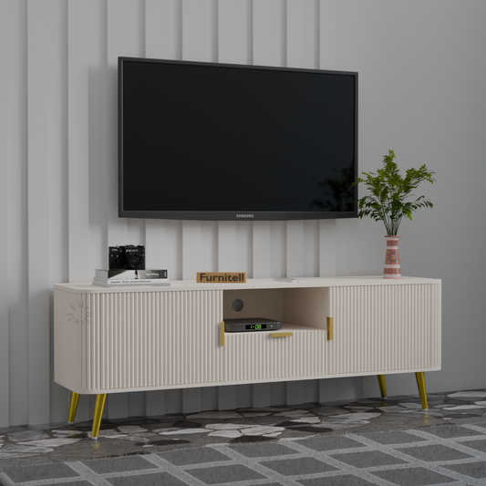 FURNITELL | Linear Fluted Mid-Century TV Console | 5 Years Warranty