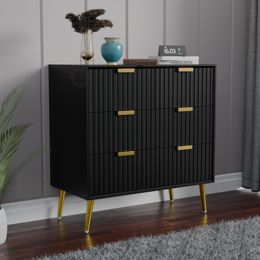 FURNITELL 4 DRAWER CHEST -BLACK Furnitell
