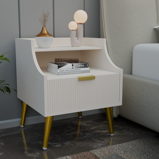 FURNITELL BED SIDE TABLE -WHITE Furnitell