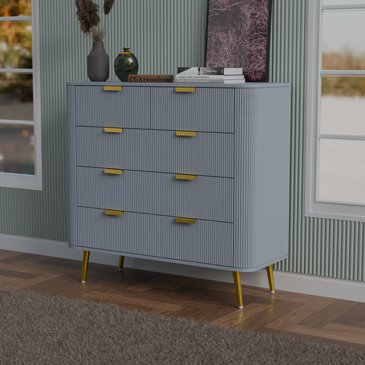 FURNITELL 5 DRAWER CHESTOR -GREY Furnitell