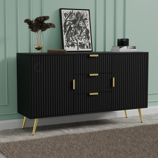 FURNITELL SIDEBOARD 3 DRAWER 2 DOOR - BLACK Furnitell