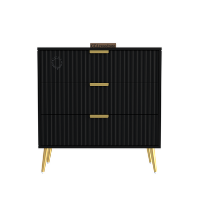 Furnitell  3 Drawer Chestor -black | 5 Years Warranty