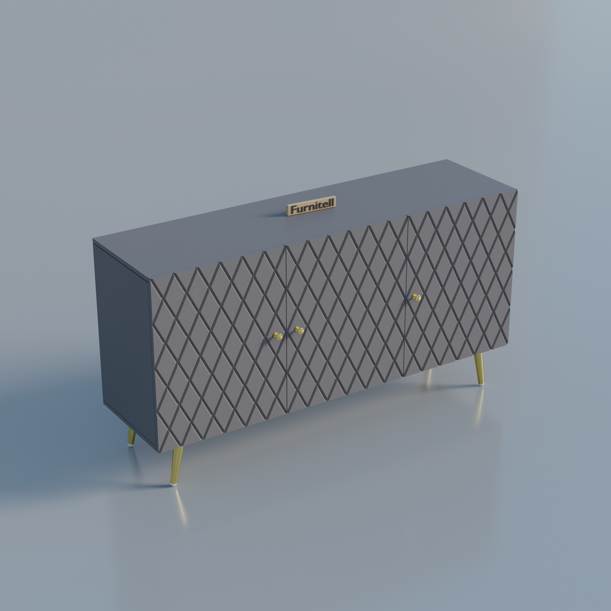 Furnitell Geometric Diamond Pattern Sideboard Cabinet furnitell