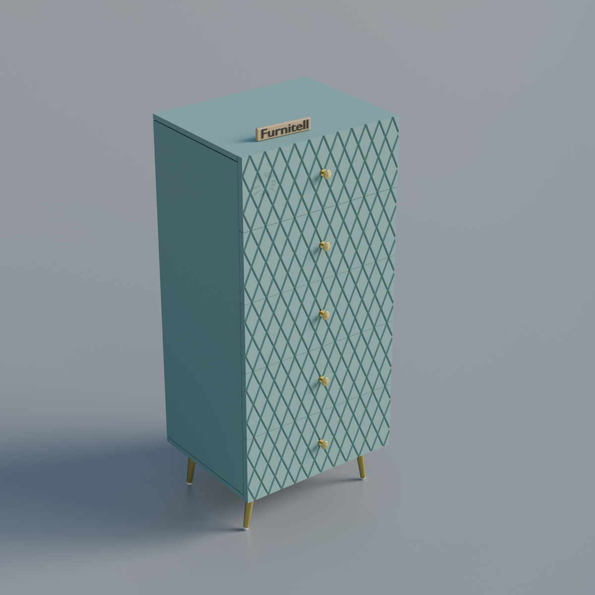 Furnitell Geometric Diamond 5 Drawer Storage Chest Furnitell