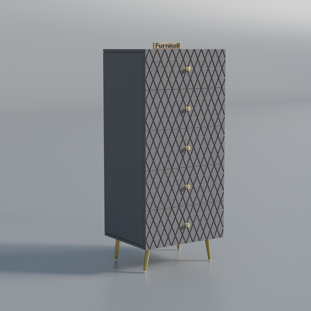 Furnitell Geometric 5 Drawer Tall Storage Chest furnitell