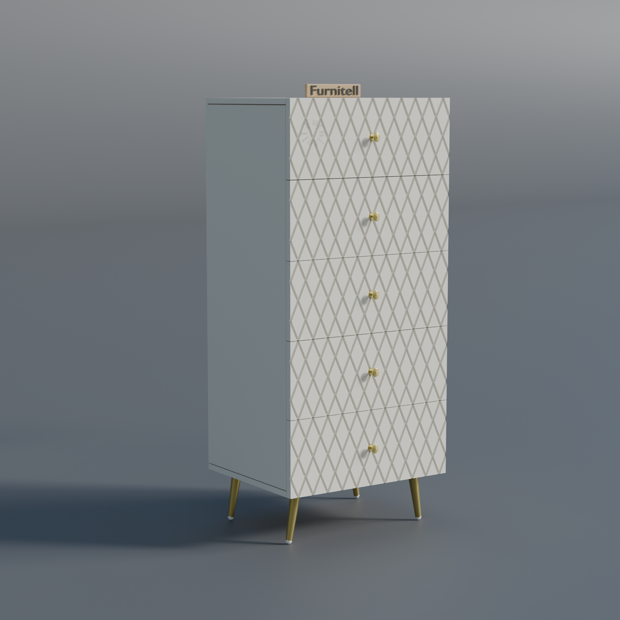 Furnitell Geometric 5 Drawer Tall Storage Chest furnitell