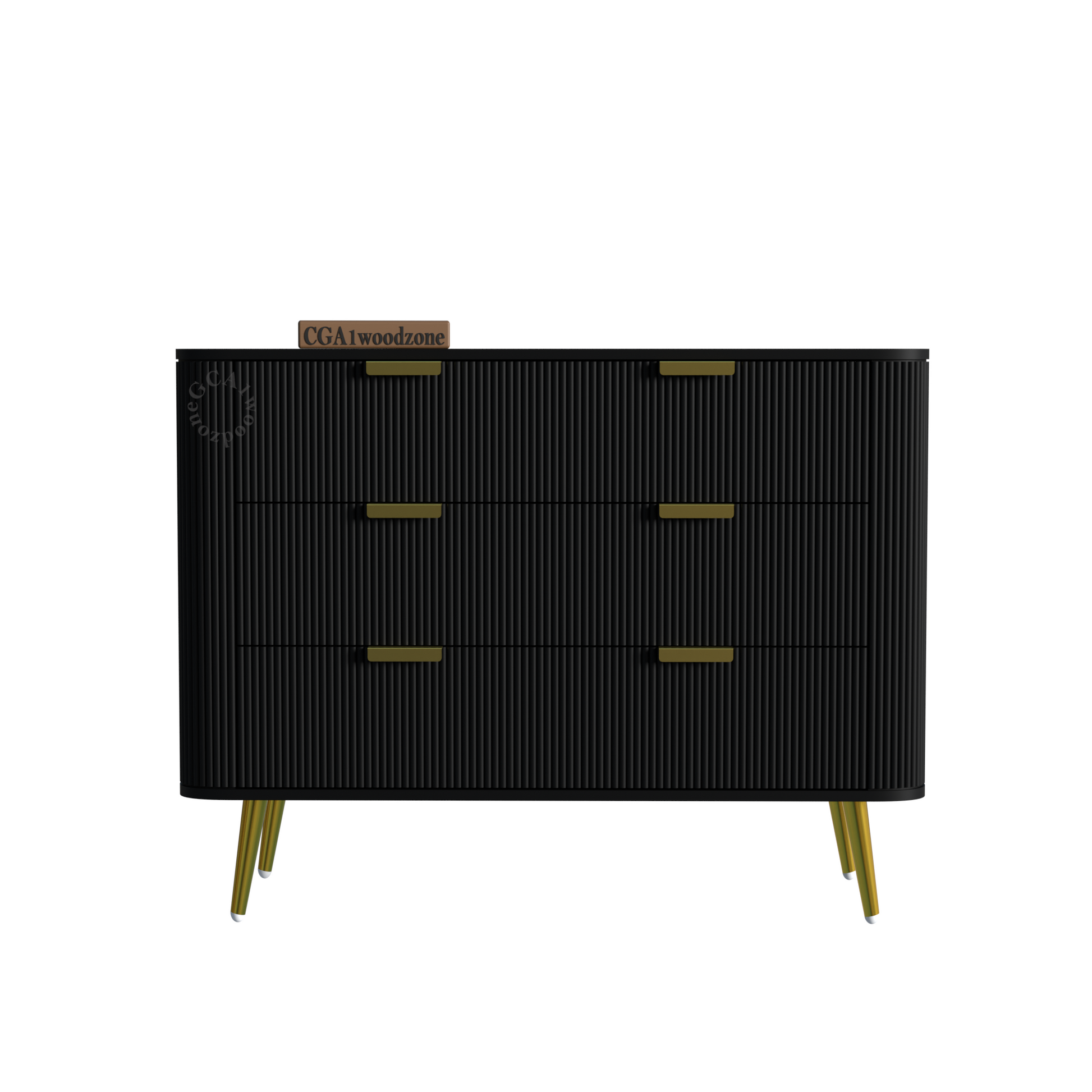 FURNITELL RR  3 DRAWER CHEST -BLACK Furnitell