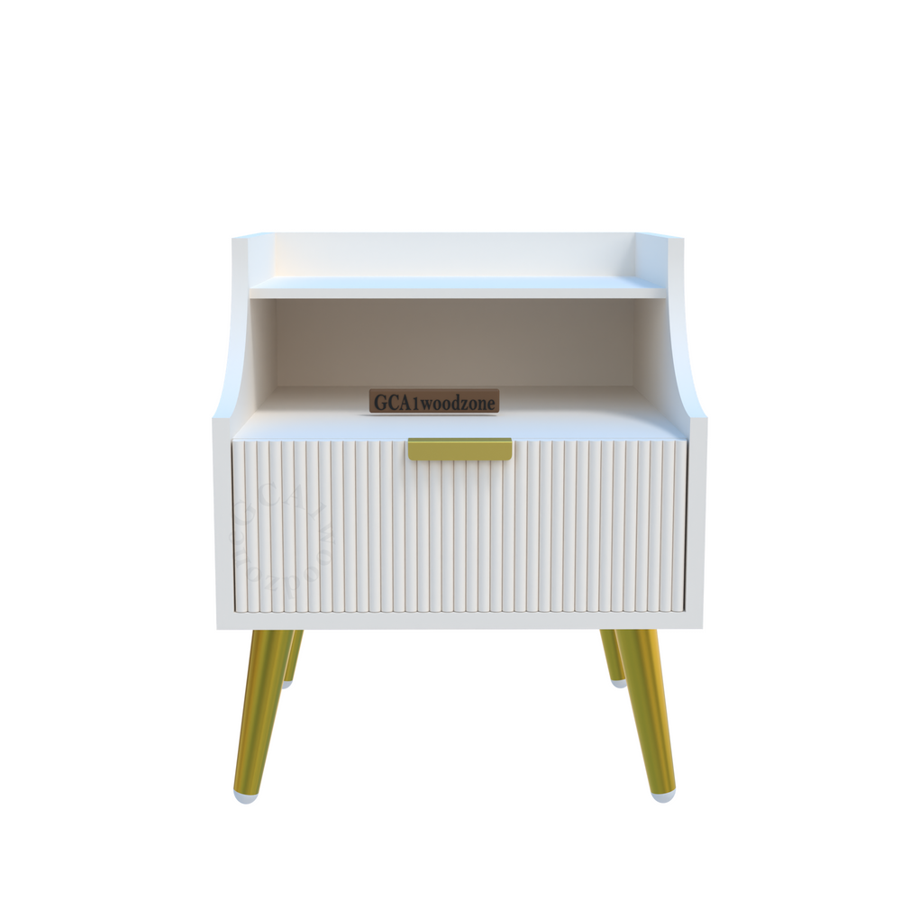 Furnitell Modern White Bed Side Table | 5 Years Warranty