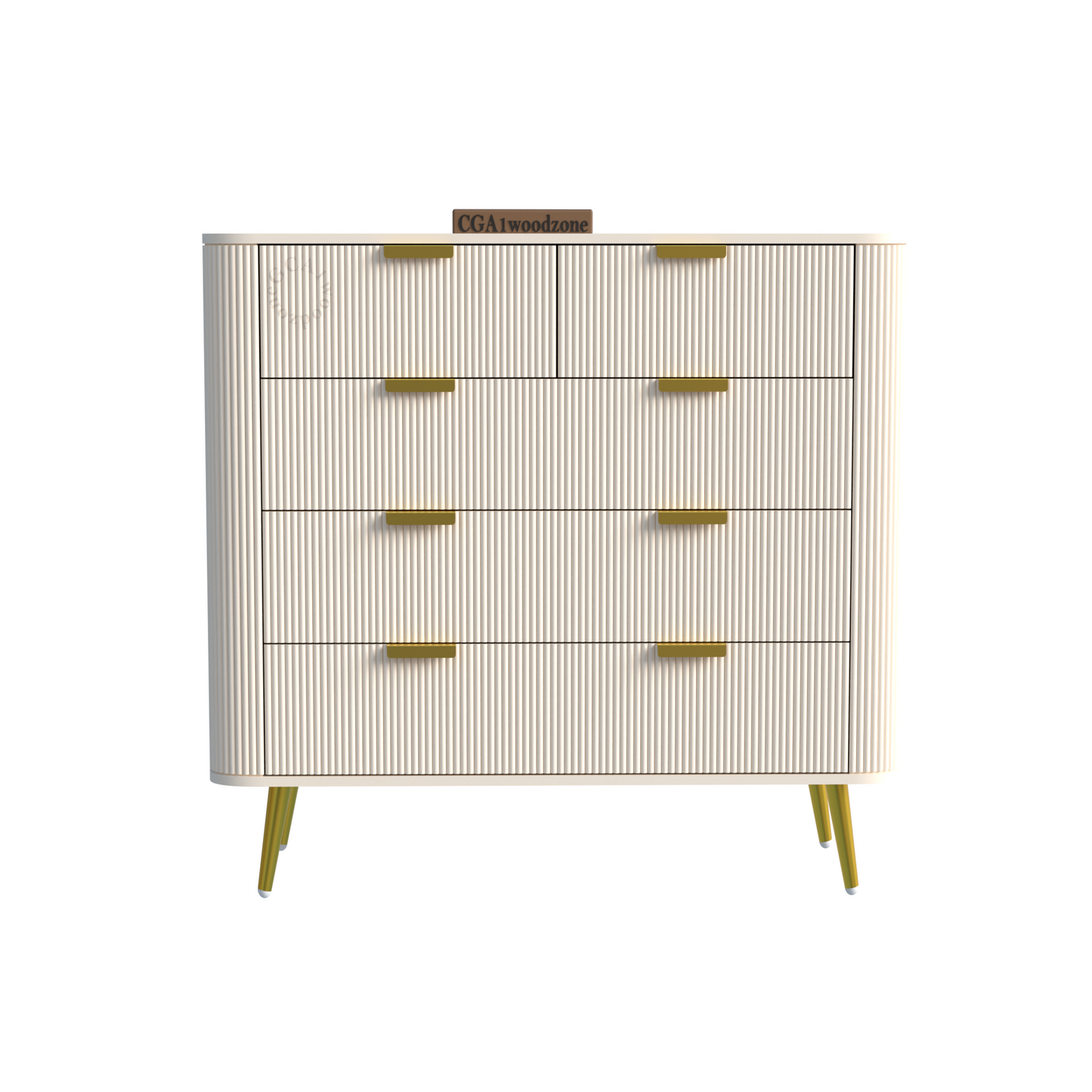 FURNITELL 5 DRAWER CHESTOR -WHITE Furnitell