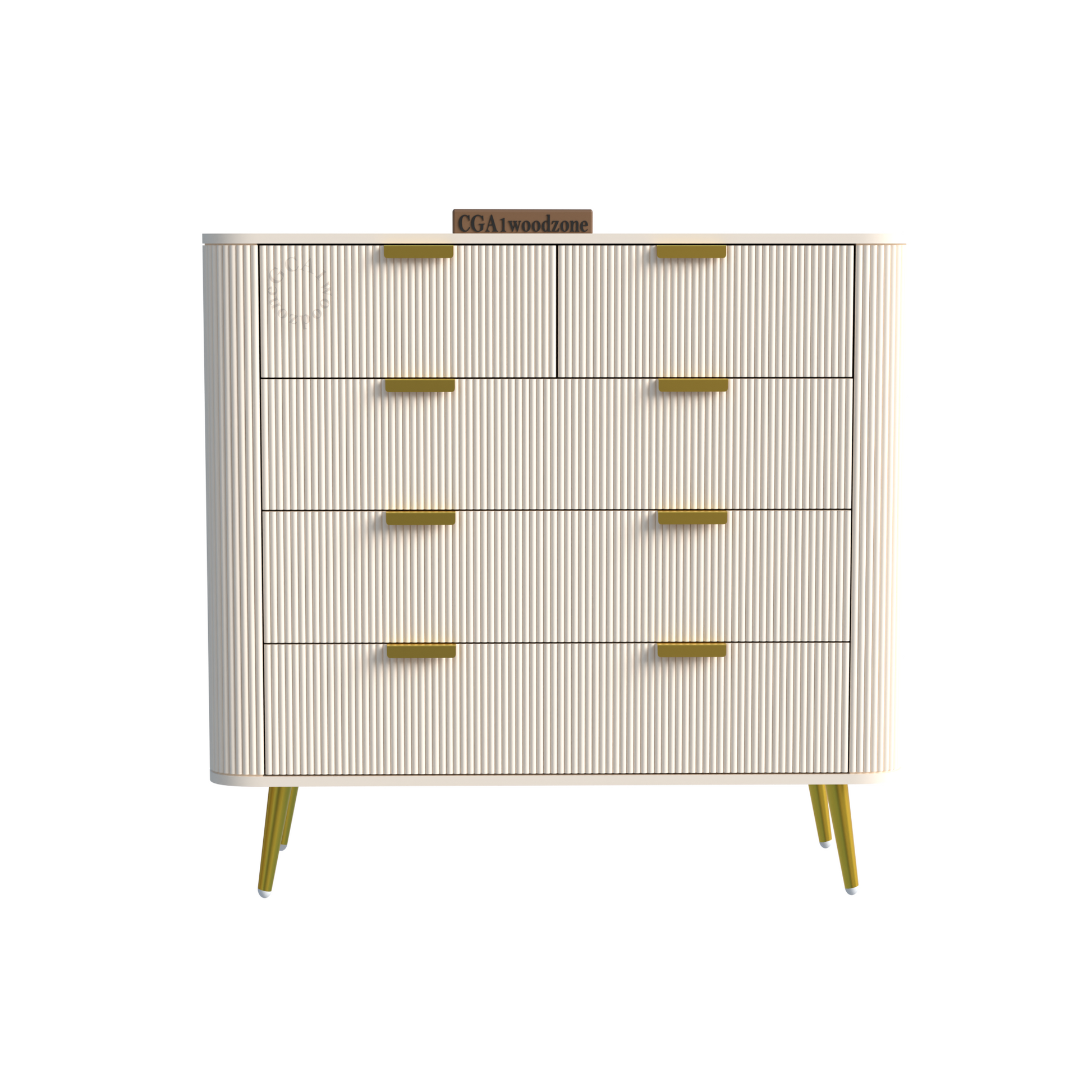 FURNITELL 5 DRAWER CHESTOR -WHITE Furnitell