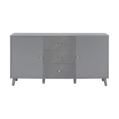 Light Grey Geometric Fluted Sideboard | Modern Storage Furnitell