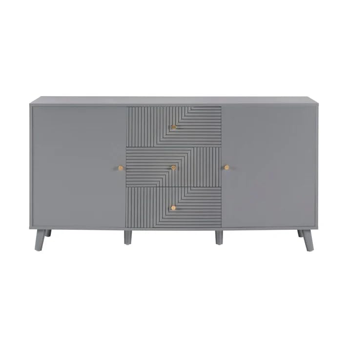 Light Grey Geometric Fluted Sideboard | Modern Storage Furnitell