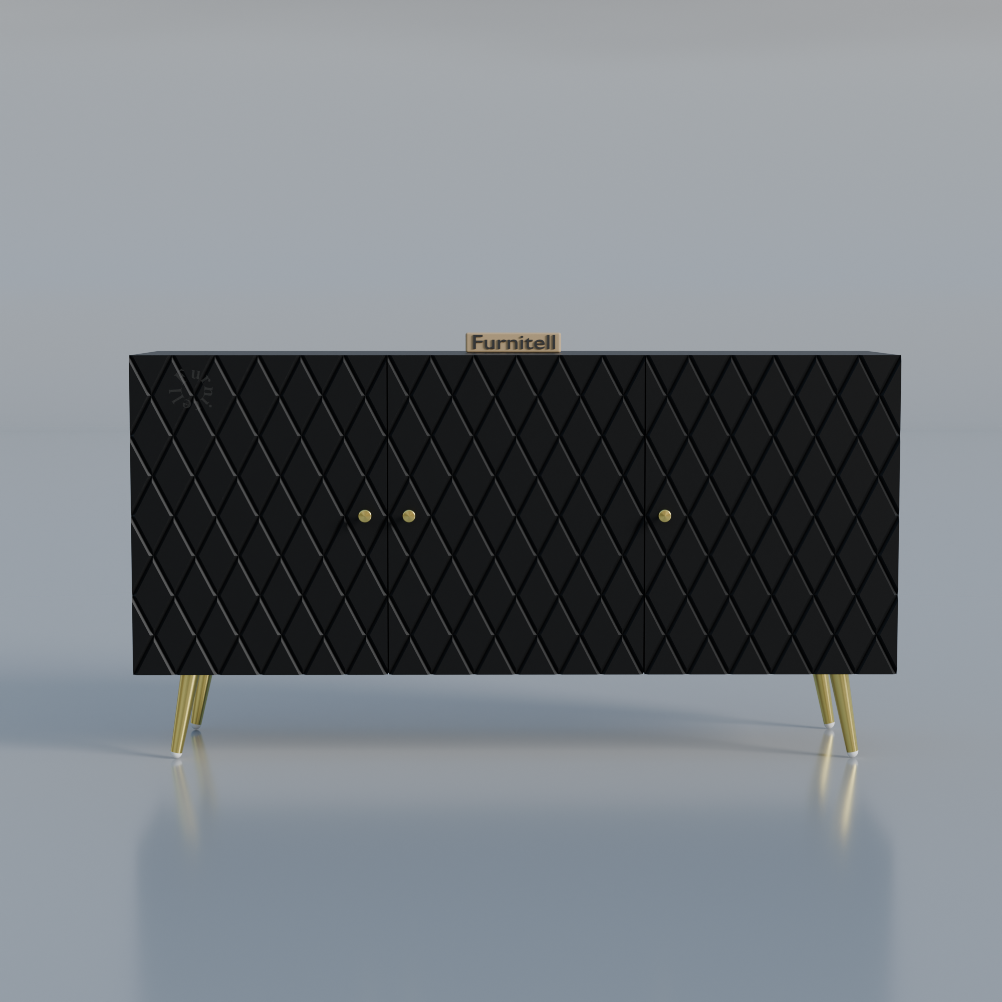 Furnitell Black Diamond Pattern Sideboard Cabinet Furnitell