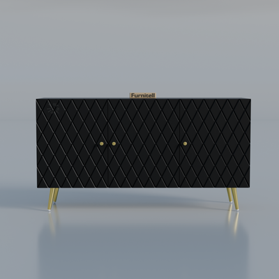 Furnitell Black Diamond Pattern Sideboard Cabinet Furnitell