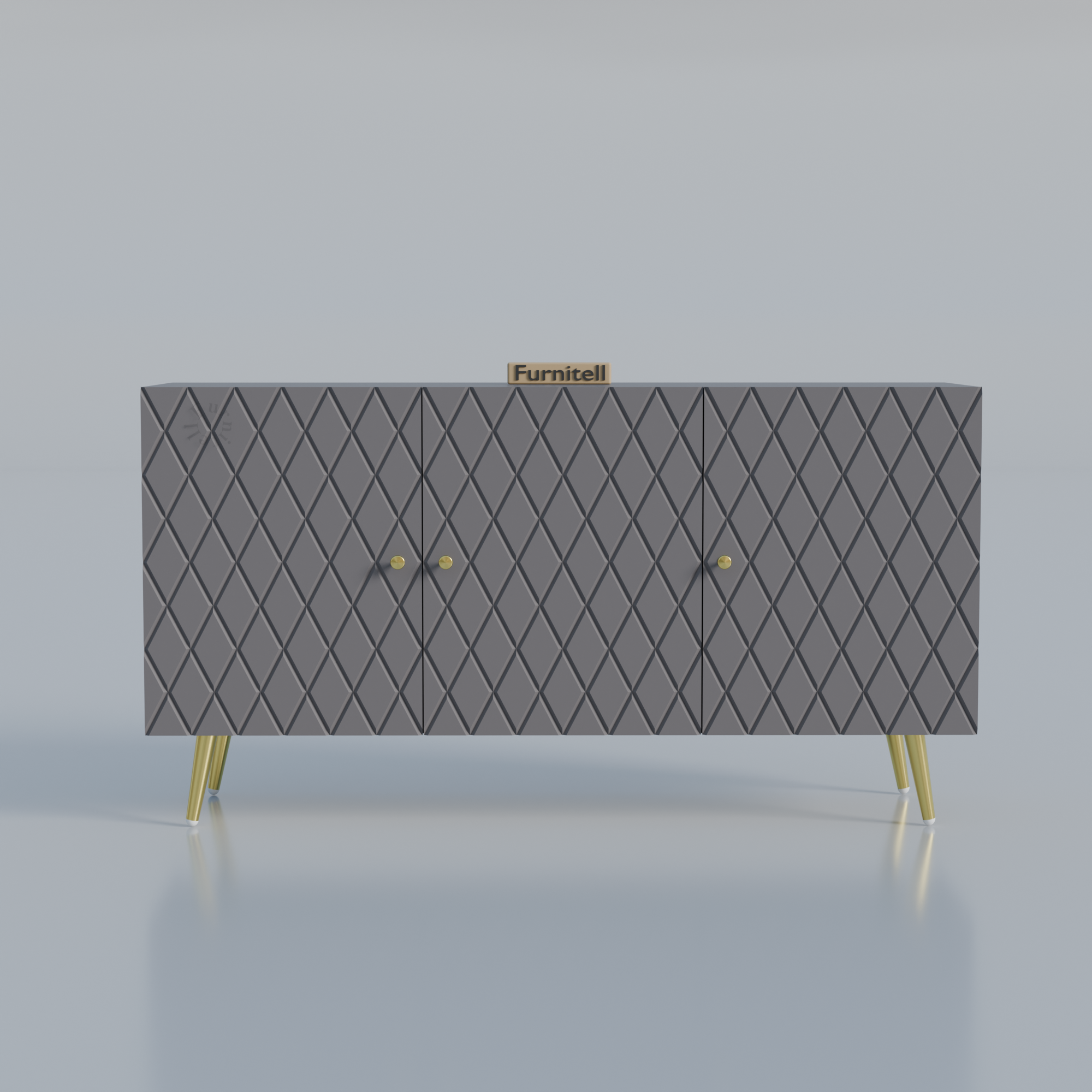 Furnitell Geometric Diamond Pattern Sideboard Cabinet furnitell